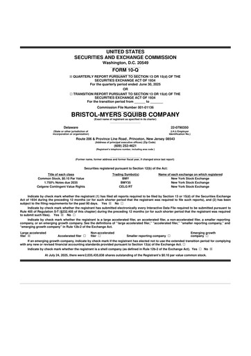 Thumbnail Bristol-Myers Squibb 10-Q Quarterly Report FY2025 