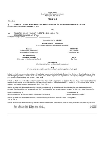 Thumbnail Brown Forman 10-Q Quarterly Report FY 