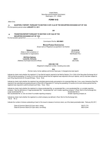 Thumbnail Brown Forman 10-Q Quarterly Report FY2011 