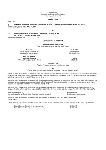 Thumbnail Brown Forman 10-Q Quarterly Report FY2012 