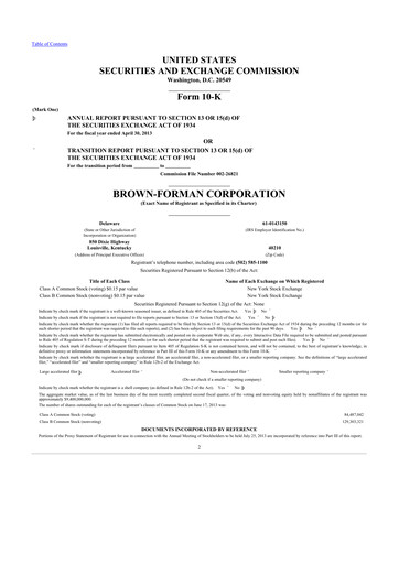 Thumbnail Brown Forman 10-K Annual Report 2013