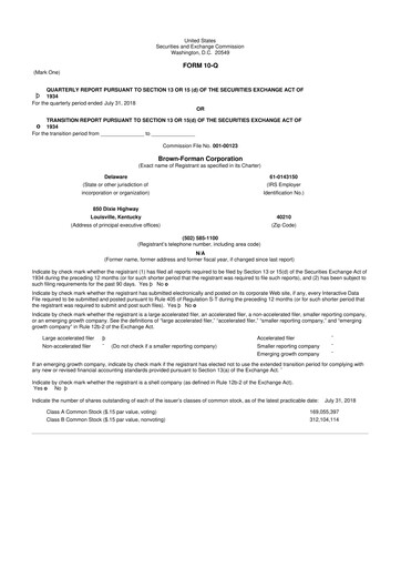 Thumbnail Brown Forman 10-Q Quarterly Report FY2019 