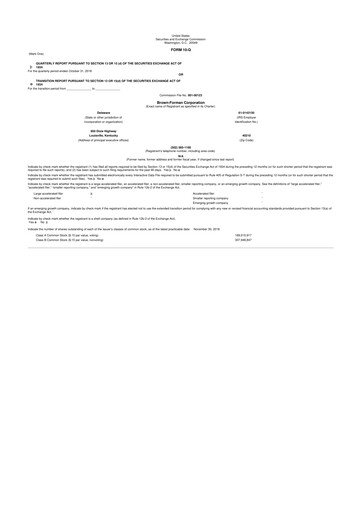 Thumbnail Brown Forman 10-Q Quarterly Report FY2019 