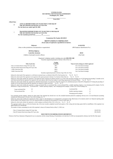 Thumbnail Brown Forman 10-K Annual Report 2020