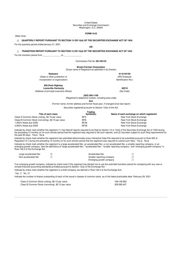 Thumbnail Brown Forman 10-Q Quarterly Report FY2021 