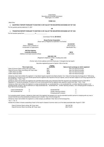 Thumbnail Brown Forman 10-Q Quarterly Report FY2022 