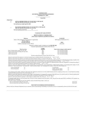 Thumbnail Brown Forman 10-K Annual Report 2022