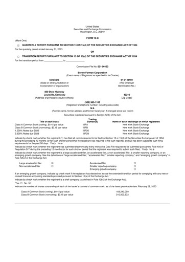 Thumbnail Brown Forman 10-Q Quarterly Report FY2023 