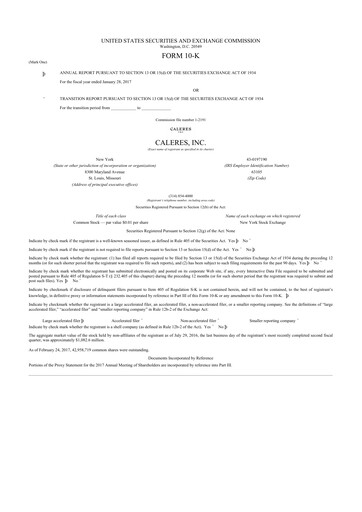 Vorschaubild Caleres 10-K Jahresbericht 2016