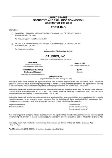 Thumbnail Caleres 10-Q Quarterly Report FY2018 