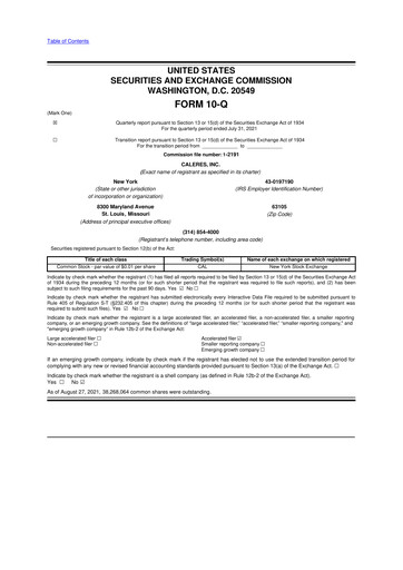Thumbnail Caleres 10-Q Quarterly Report FY2021 