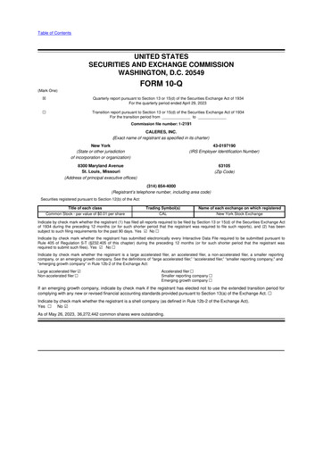 Thumbnail Caleres 10-Q Quarterly Report FY2023 