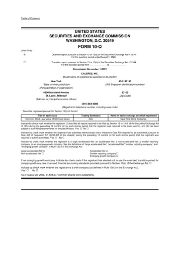 Thumbnail Caleres 10-Q Quarterly Report FY2026 