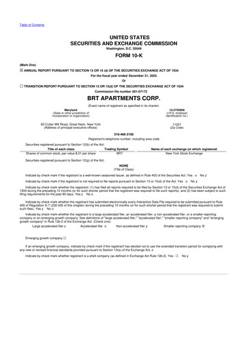 Thumbnail BRT Apartments 10-K Annual Report 