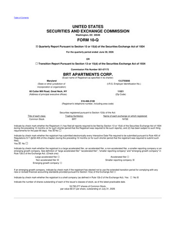 Thumbnail BRT Apartments 10-Q Quarterly Report FY2026 