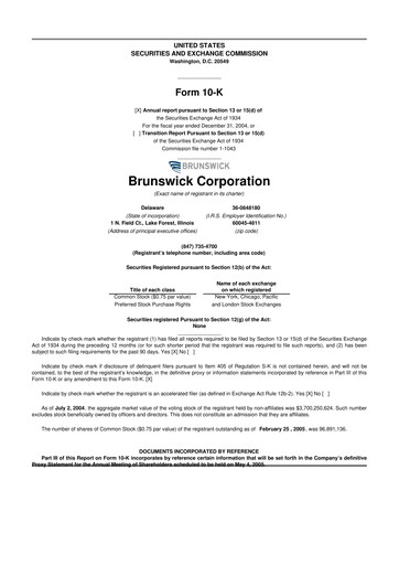 Thumbnail Brunswick Corporation 10-K Annual Report 