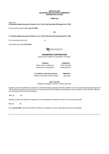 Thumbnail Brunswick Corporation 10-Q Quarterly Report FY 