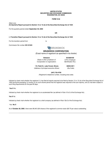 Thumbnail Brunswick Corporation 10-Q Quarterly Report FY 