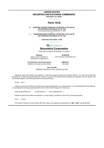 Thumbnail Brunswick Corporation 10-Q Quarterly Report FY 