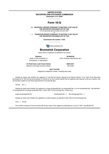 Thumbnail Brunswick Corporation 10-Q Quarterly Report FY 