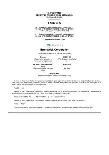 Thumbnail Brunswick Corporation 10-Q Quarterly Report FY 
