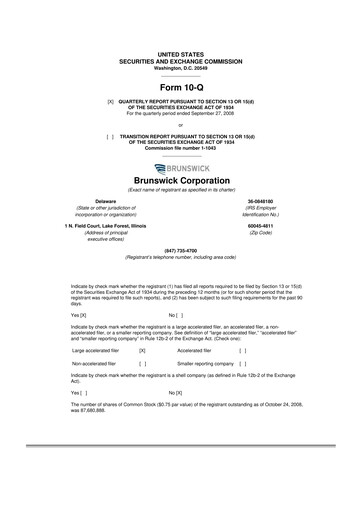 Thumbnail Brunswick Corporation 10-Q Quarterly Report FY 