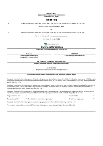 Thumbnail Brunswick Corporation 10-Q Quarterly Report FY 