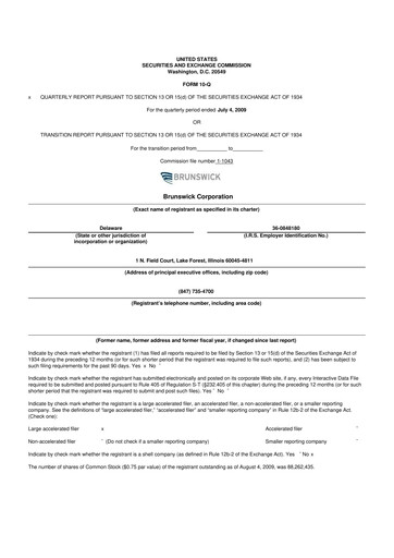 Thumbnail Brunswick Corporation 10-Q Quarterly Report FY 