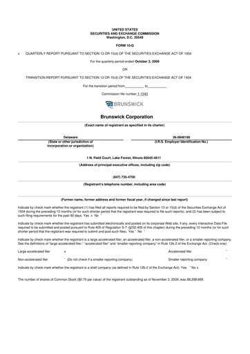 Thumbnail Brunswick Corporation 10-Q Quarterly Report FY 