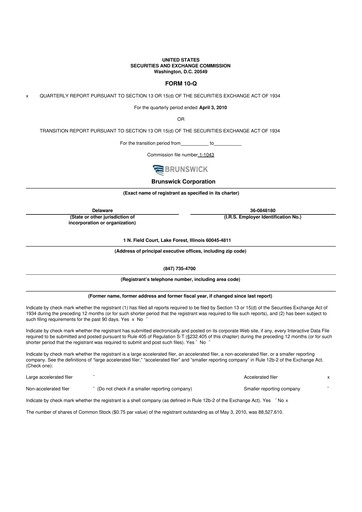 Thumbnail Brunswick Corporation 10-Q Quarterly Report FY 
