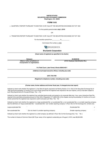 Thumbnail Brunswick Corporation 10-Q Quarterly Report FY 