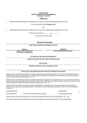 Thumbnail Brunswick Corporation 10-Q Quarterly Report FY 