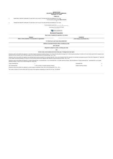 Thumbnail Brunswick Corporation 10-Q Quarterly Report FY2013 