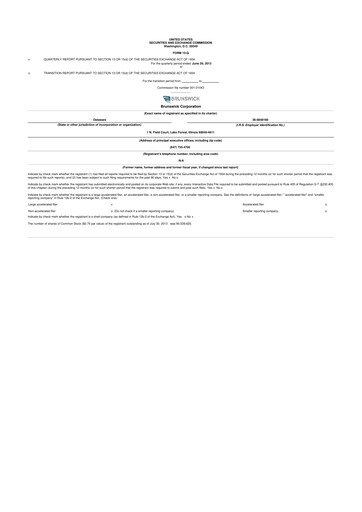Thumbnail Brunswick Corporation 10-Q Quarterly Report FY2013 