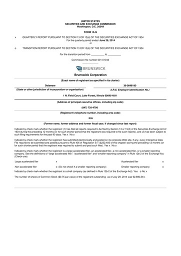 Thumbnail Brunswick Corporation 10-Q Quarterly Report FY2014 