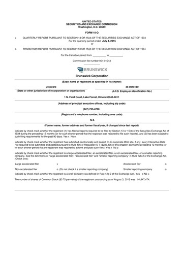 Thumbnail Brunswick Corporation 10-Q Quarterly Report FY2015 