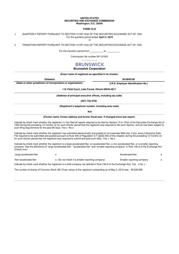 Thumbnail Brunswick Corporation 10-Q Quarterly Report FY2016 