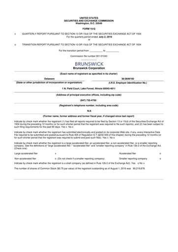 Thumbnail Brunswick Corporation 10-Q Quarterly Report FY2016 