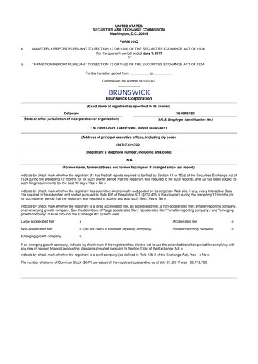 Thumbnail Brunswick Corporation 10-Q Quarterly Report FY2017 
