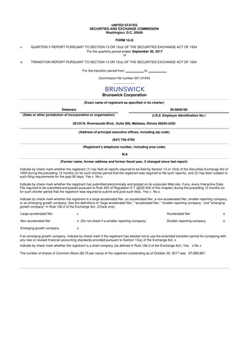 Thumbnail Brunswick Corporation 10-Q Quarterly Report FY2017 