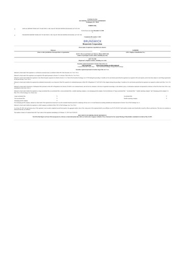 Thumbnail Brunswick Corporation 10-K Annual Report 2018