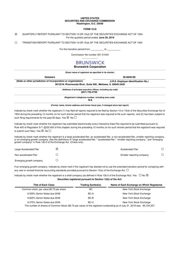 Thumbnail Brunswick Corporation 10-Q Quarterly Report FY2019 