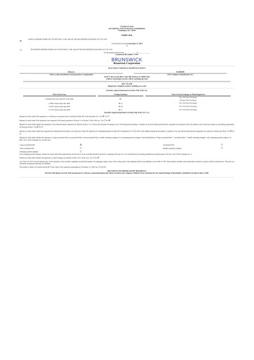 Thumbnail Brunswick Corporation 10-K Annual Report 2019