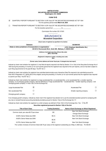 Thumbnail Brunswick Corporation 10-Q Quarterly Report FY2020 