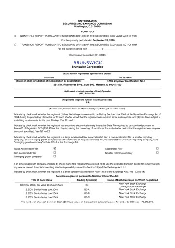Thumbnail Brunswick Corporation 10-Q Quarterly Report FY2020 