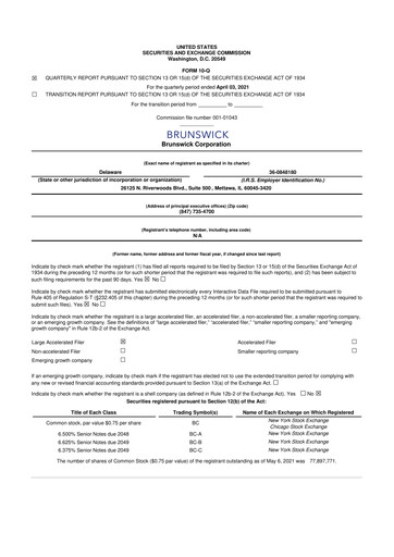 Thumbnail Brunswick Corporation 10-Q Quarterly Report FY2021 