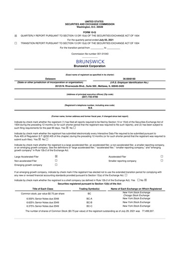 Thumbnail Brunswick Corporation 10-Q Quarterly Report FY2021 