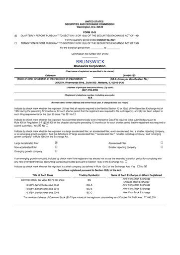 Thumbnail Brunswick Corporation 10-Q Quarterly Report FY2021 