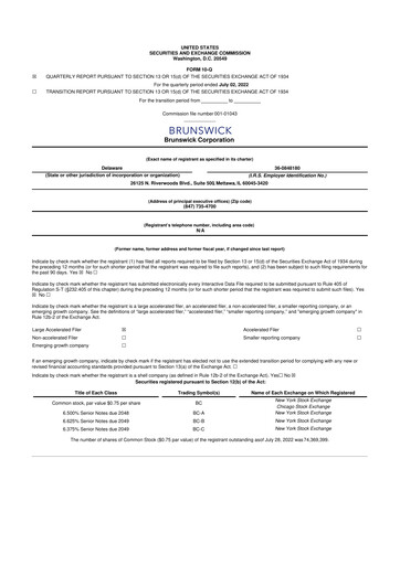Thumbnail Brunswick Corporation 10-Q Quarterly Report FY2022 
