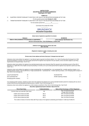 Thumbnail Brunswick Corporation 10-Q Quarterly Report FY2022 